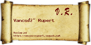 Vancsó Rupert névjegykártya